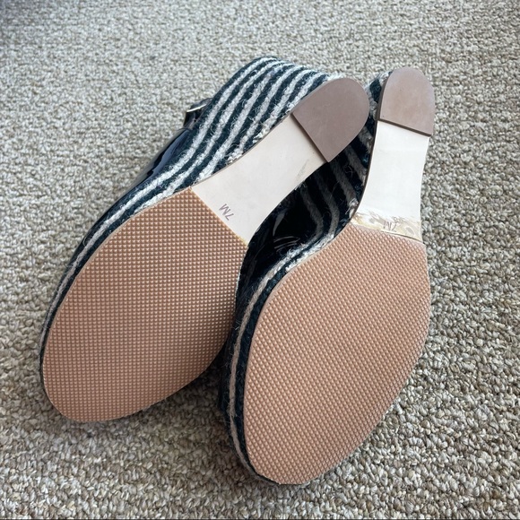 NWOT Kate Spade Black Patent Leather Peep-toe Slingback Espadrilles Wedges - Picture 5 of 5